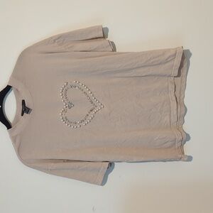 Beige T-Shirt with Heart Design